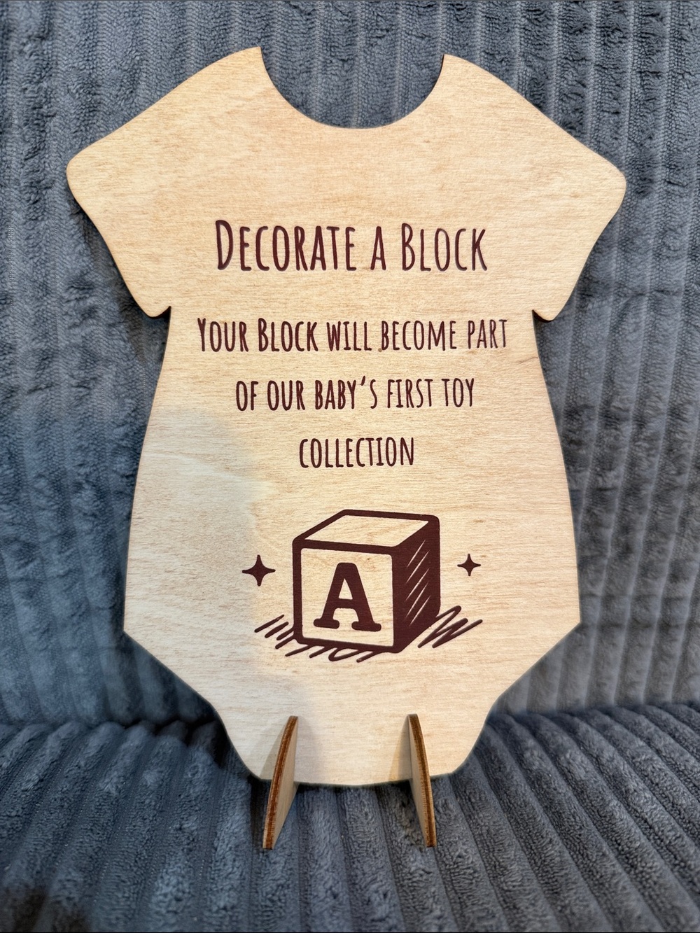 New wood baby shower “decorate a block” baby gift sign display party newborn